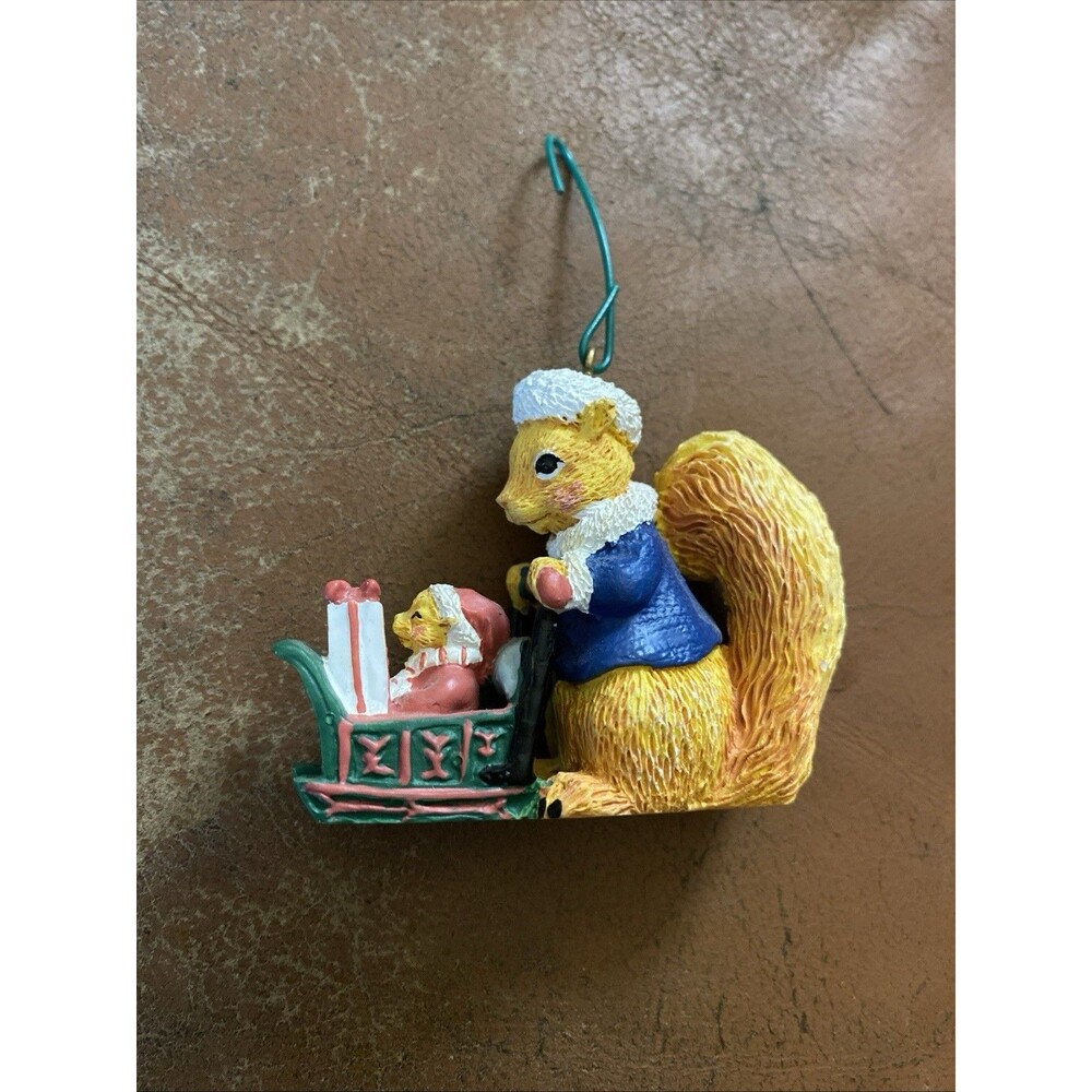 Vintage Squirrel Christmas Ornament Caroling /sledding Squirrel DCI circa 1994